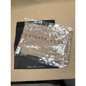 NWT Philipp Plein Beige Logo Scarf Wrap Stole Sealed w/ Bag